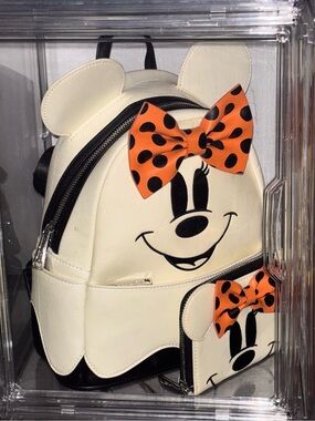 Loungefly Disney Minnie Backpack with Orange Polka Dot Bow
